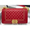 Chanel Boy Flap Medium Bag with Chain Trim Red Cruise 2020 AQ03069