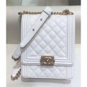 Chanel Boy North/South Flap Shoulder Bag AS0130 White 2019 AQ01457