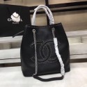 Chanel Calfskin & silver-Tone Metal 80761 black AQ02554