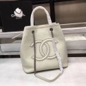 Chanel Calfskin & silver-Tone Metal 80761 white AQ03675