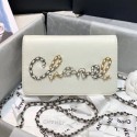 Chanel Calfskin Chain CHANEL Wallet on Chian WOC White 2020 Collection AQ03617