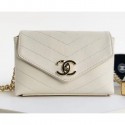 Chanel Calfskin Chevron Small Waist/Shoulder Bag A57592 White 2019 AQ01737