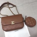 Chanel Calfskin Flap Bag and Coin Purse AS1094 02 Brown 2019 Collection AQ02230