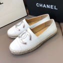 Chanel Calfskin Flat Espadrilles G29762 White/Silver 2020 Collection AQ01116