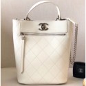 Chanel Calfskin Front Zip Large Bucket Bag AS0578 White 2019 AQ00891