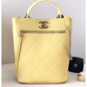 Chanel Calfskin Front Zip Large Bucket Bag AS0578 Yellow 2019 AQ01841