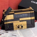 Chanel Calfskin Medium Boy Flap Bag A67085 Gold/Black 2019 Collection AQ04071