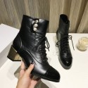 Chanel Calfskin Pearls Lace-up Short Boots Black 2019 Collection AQ00561