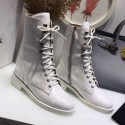 Chanel Calfskin Short Flat Lace-up Boots G34953 White 2019 Collection AQ00955
