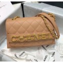 Chanel Calfskin Small Flap Bag With Logo Chain AS1490 Beige 2020 Collection AQ01752