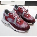Chanel Calfskin Suede & Fabric Classic Sneaker Burgundy 2020(For Women and Men) Collection AQ00630