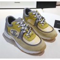 Chanel Calfskin Suede & Fabric Classic Sneaker Yellow 2020(For Women and Men) Collection AQ00670