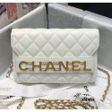 Chanel Calfskin Wallet on Chain With Logo Chain AP1234 White 2020 Collection AQ03264