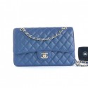 Chanel caviar leather 1112 Classic Medium flap bag navy blue AQ01714