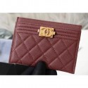 Chanel Caviar Leather Boy Card Holder A84431 Burgundy AQ00732