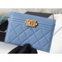 Chanel Caviar Leather Boy Card Holder A84431 Denim Blue AQ01541