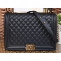 Chanel Caviar Leather Boy Flap Large Bag Black/Gold AQ01119