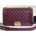 Chanel Caviar Leather Boy Flap Medium Bag Burgundy AQ01156