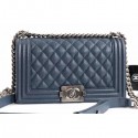 Chanel Caviar Leather Boy Flap Medium Bag Navy Blue AQ04295