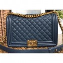 Chanel Caviar Leather Boy Flap New Medium Bag Navy Blue/Gold AQ02356