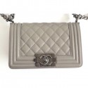 Chanel Caviar Leather Boy Flap Small Bag Pale Gray/Silver AQ03348