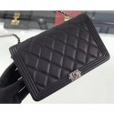 Chanel Caviar Leather Boy Wallet On Chain WOC Bag A80387 Black/Silver AQ03472