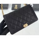 Chanel Caviar Leather Boy Wallet On Chain WOC Bag A81969 Black 2019 AQ01789