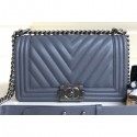 Chanel Caviar Leather Chevron Boy Flap Medium Bag Gray/Silver AQ02993