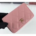 Chanel Caviar Leather Classic Zipped Card Holder A69271 Pink AQ02246