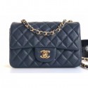 Chanel Caviar Leather Small Classic Flap Bag A1116 Navy Blue/Gold AQ03269