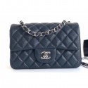 Chanel Caviar Leather Small Classic Flap Bag A1116 Navy Blue/Silver AQ02270