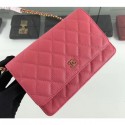 Chanel Caviar Leather Wallet On Chain WOC Bag A33814 Dark Pink 2019 AQ02097