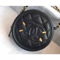 Chanel CC Filigree Grained Round Clutch with Chain Bag A81599 Black 2018 AQ00925