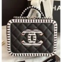 Chanel CC Filigree Grained Vanity Case Bag Striped Pattern A93343 Black 2018 AQ02974