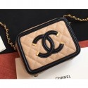 Chanel CC Filigree Grained Vanity Case Shoulder Mini Bag Beige/Black 2019 AQ01571