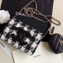 Chanel CC Houndstooth Tweed Wallet on Chain WOC and Coin Purse White/Black 2019 Collection AQ03742