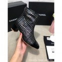 Chanel CC Logo Ankle Boots Grid Metallic Gray 2020 AQ01337