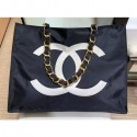 Chanel CC Logo Canvas Shopping Tote Bag Black/White 2019 AQ00982