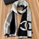 Chanel CC Logo Cashmere Scarf 50x200cm Black/White 2019 AQ04165