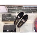 Chanel CC Logo Laminated Crinkled Leather Espadrilles G29762 Black 2019 AQ01681