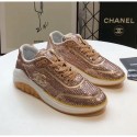 Chanel CC Logo Sequins & Leather Sneakers G35936 Light Gold 2020 Collection AQ01790
