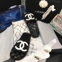 Chanel CC Logo Transparent PVC Shower Shoes Mules Slipper Sandals Black/White 2019 AQ01768