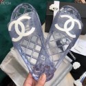 Chanel CC Logo Transparent PVC Shower Shoes Mules Slipper Sandals Silver 2019 AQ02036