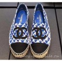 Chanel CC Logo Tweed Fabric Espadrilles Blue 2019 AQ03276