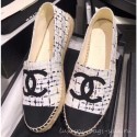 Chanel CC Logo Tweed Fabric Espadrilles Gray 2019 AQ03129