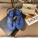 Chanel Chain CC Logo Thong Sandals denim blue 2020 AQ02420