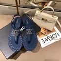 Chanel Chain CC Logo Thong Sandals royal blue 2020 AQ02655