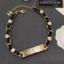 Chanel Chain Leather Tag Choker Necklace Black 2019 Collection AQ04041