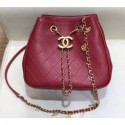 Chanel Charms Lambskin Drawstring Bucket Mini Bag Burgundy 2019 AQ03748