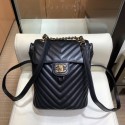 Chanel chevron calfskin mini Backpack Bag black with gold hardware AQ03210